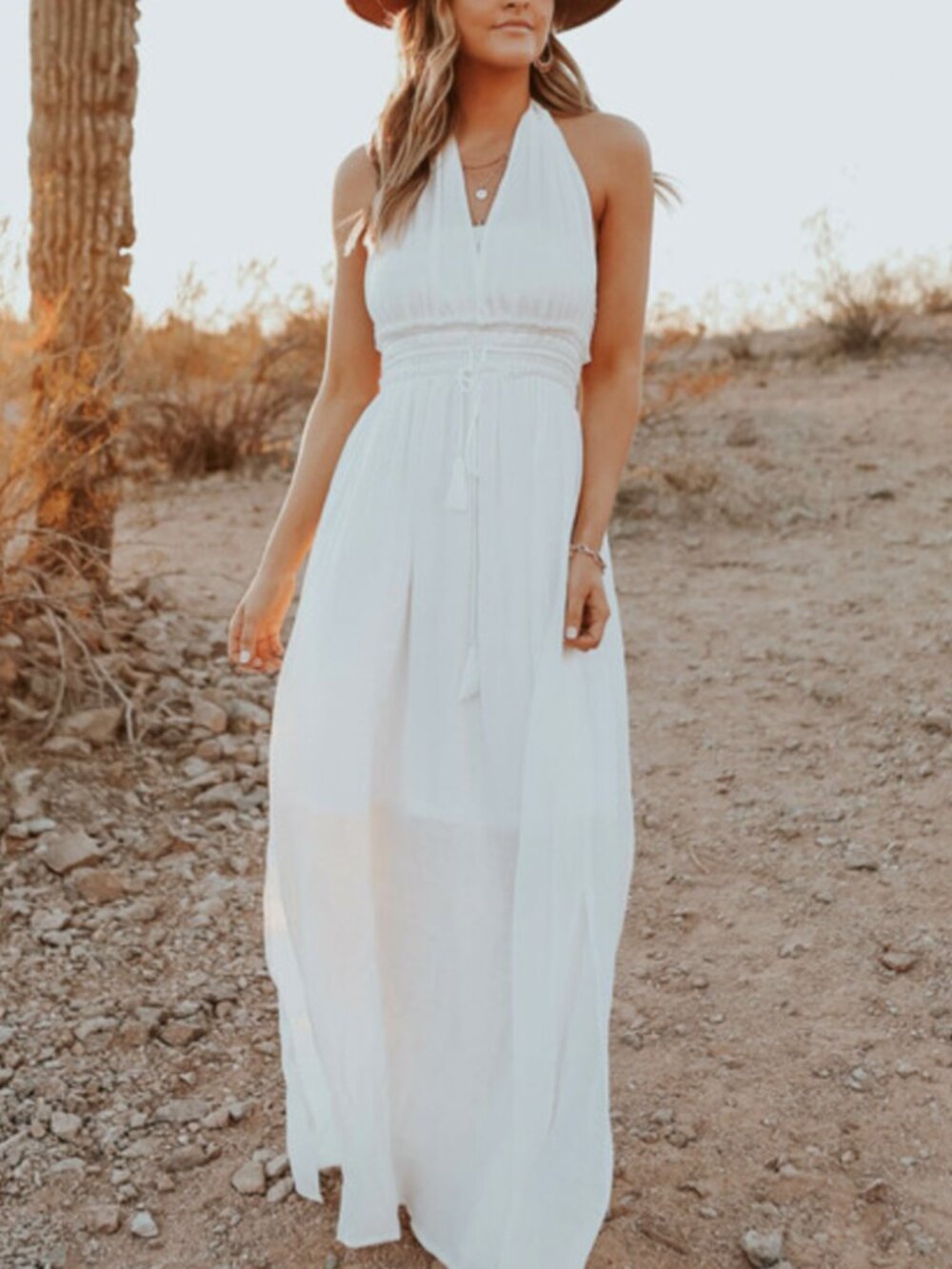 Magnolia Boutique white maxi dress size m